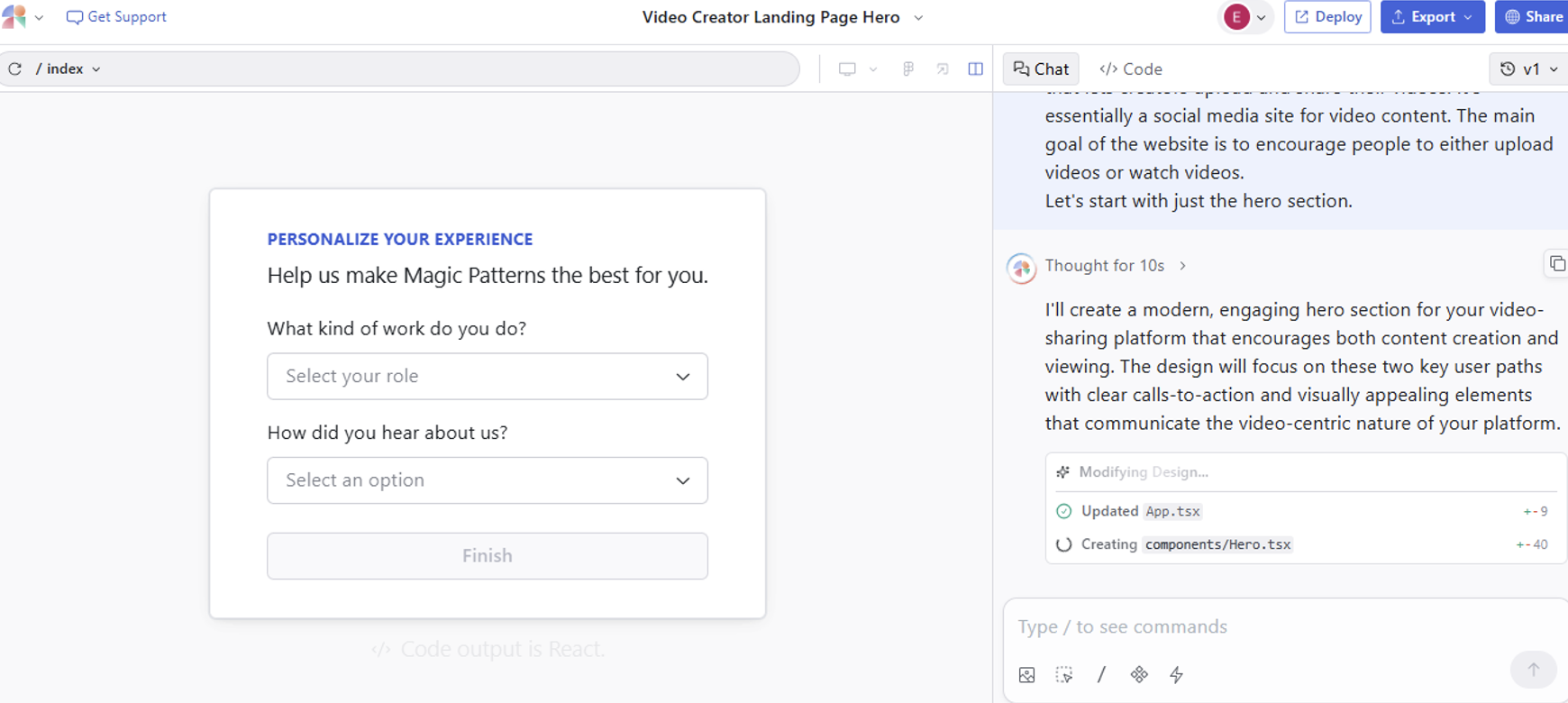 Initial prompt for a video summarization app